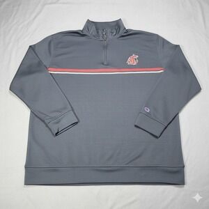 Champion Washington State Cougars‎ WSU 1/4 Zip Pullover Gray Mens XL Jacket NCAA